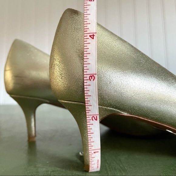 Badgley Mischka Metallic Leather Kitten Heels with Crystal Deco - Picture 5 of 10